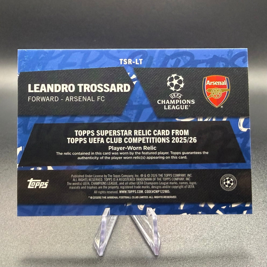 2025/26 Topps UEFA Champions League Leandro Trossard Player-Worn Relic #TSR-LT /25 Arsenal FC