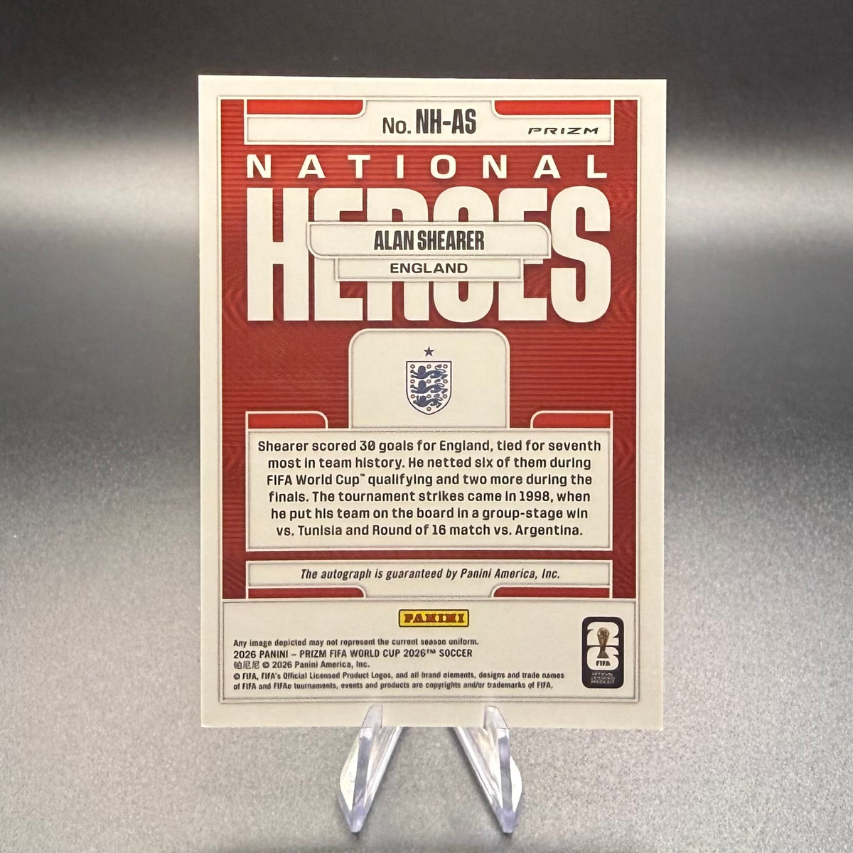 2026 Panini Prizm FIFA World Cup Alan Shearer Autograph National Heroes #NH-AS England