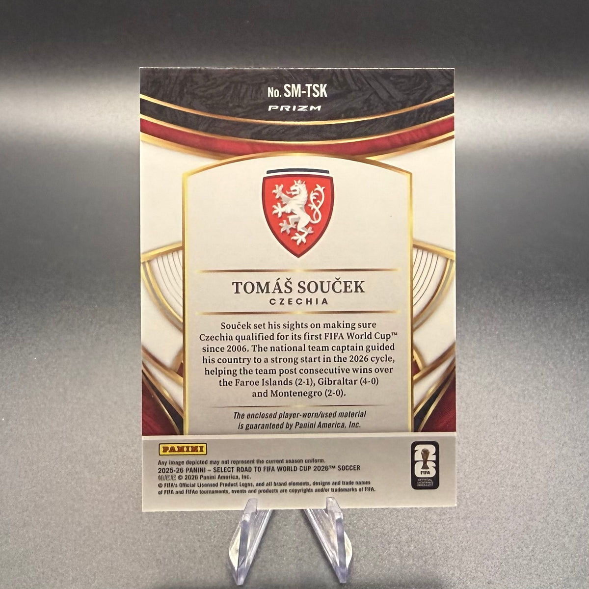 2025-26 Panini Select Road to FIFA World Cup Tomáš Souček Player-Worn Relic #SM-TSK Czechia