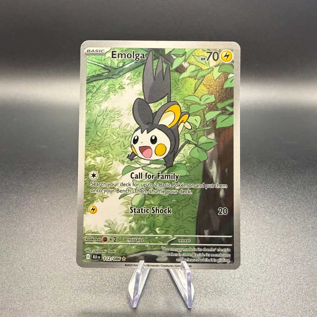 Pokemon Emolga 112/086 Illustration Rare Black Bolt BLK Holo NM