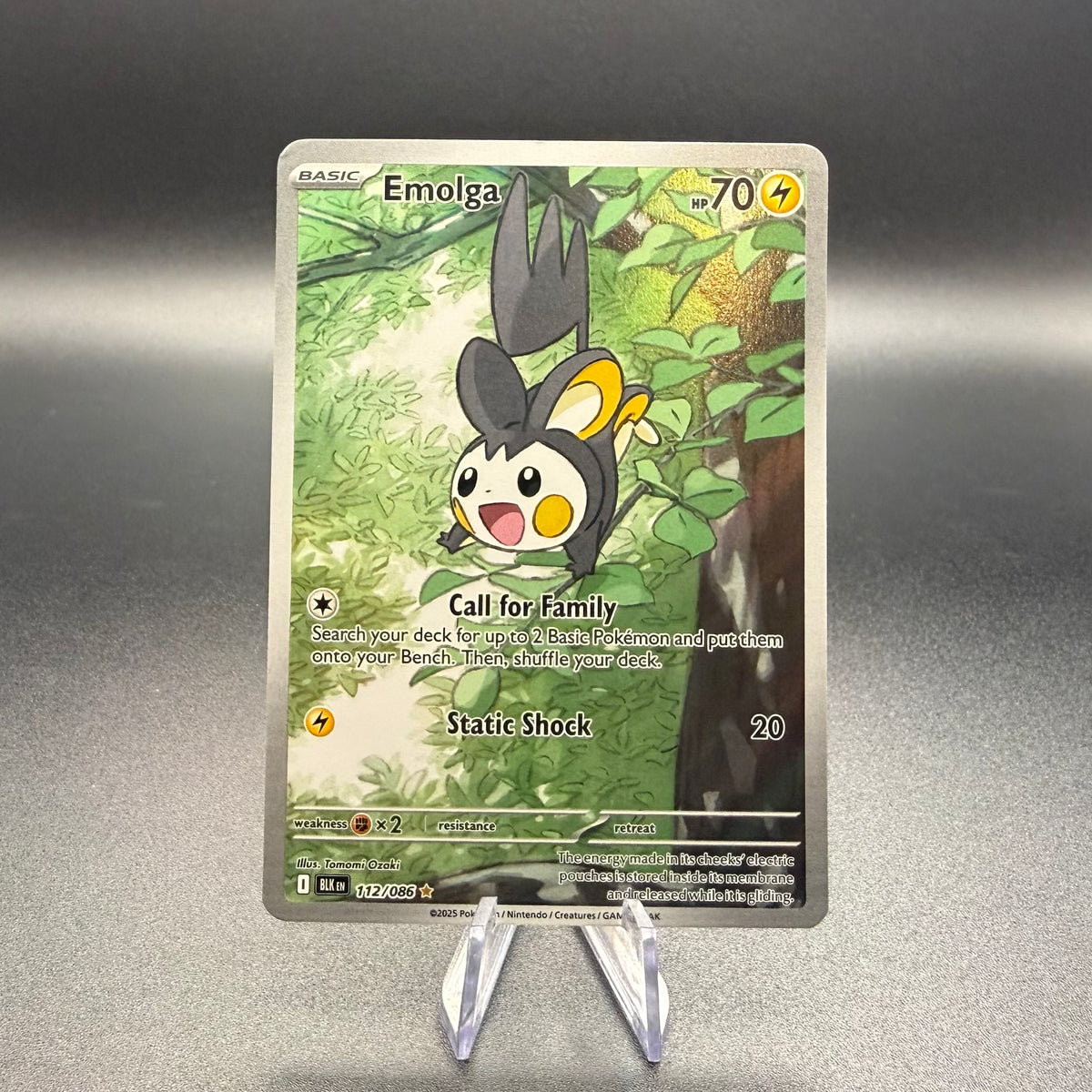 Pokemon Emolga 112/086 Illustration Rare Black Bolt BLK Holo NM