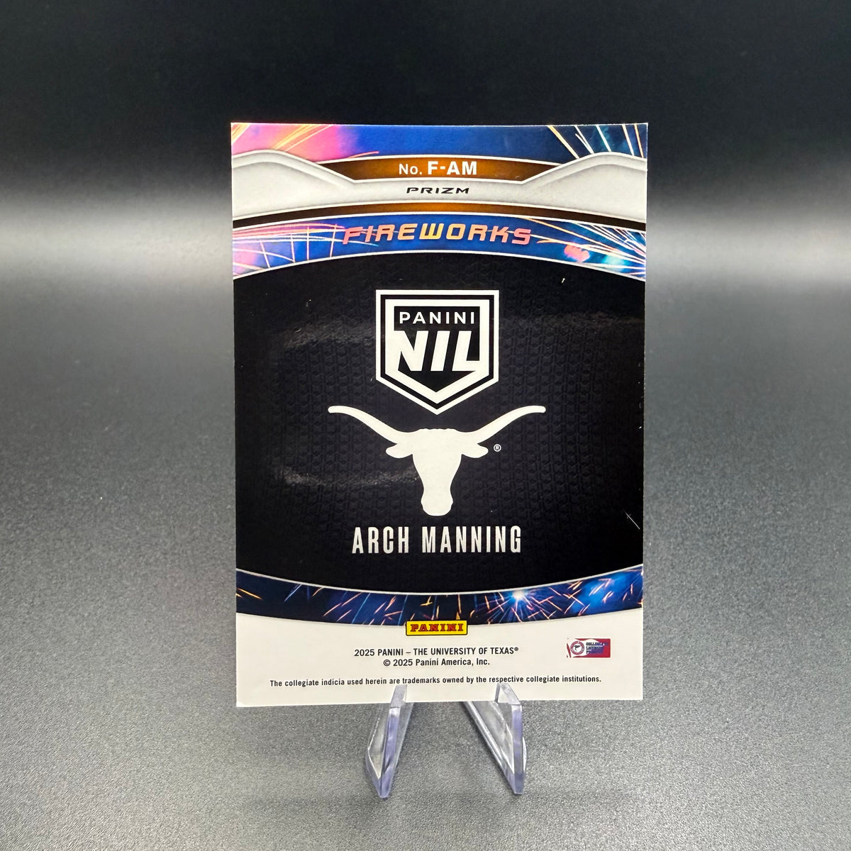 2025 Panini Prizm NIL Arch Manning Fireworks Prizm #F-AM Texas Longhorns