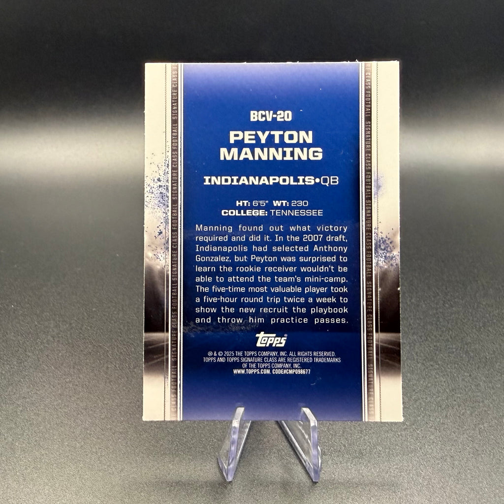 2025 Topps Signature Class Peyton Manning Indigo Refractor /175 #BCV-20 Indianapolis HOF