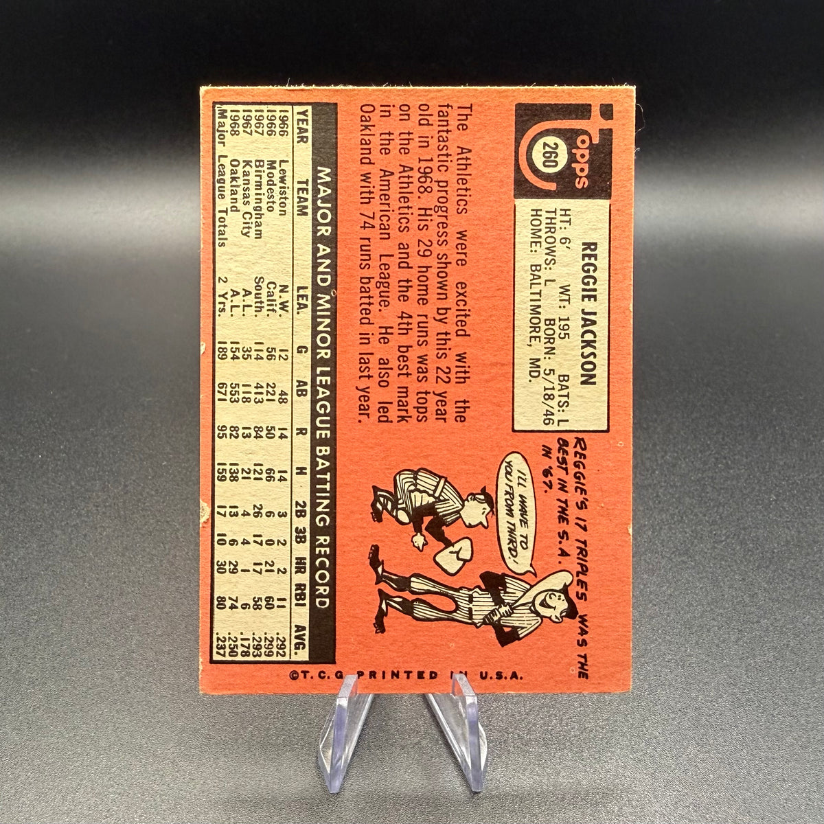 1969 Topps Reggie Jackson Rookie Card #260 Oakland Athletics HOF RC