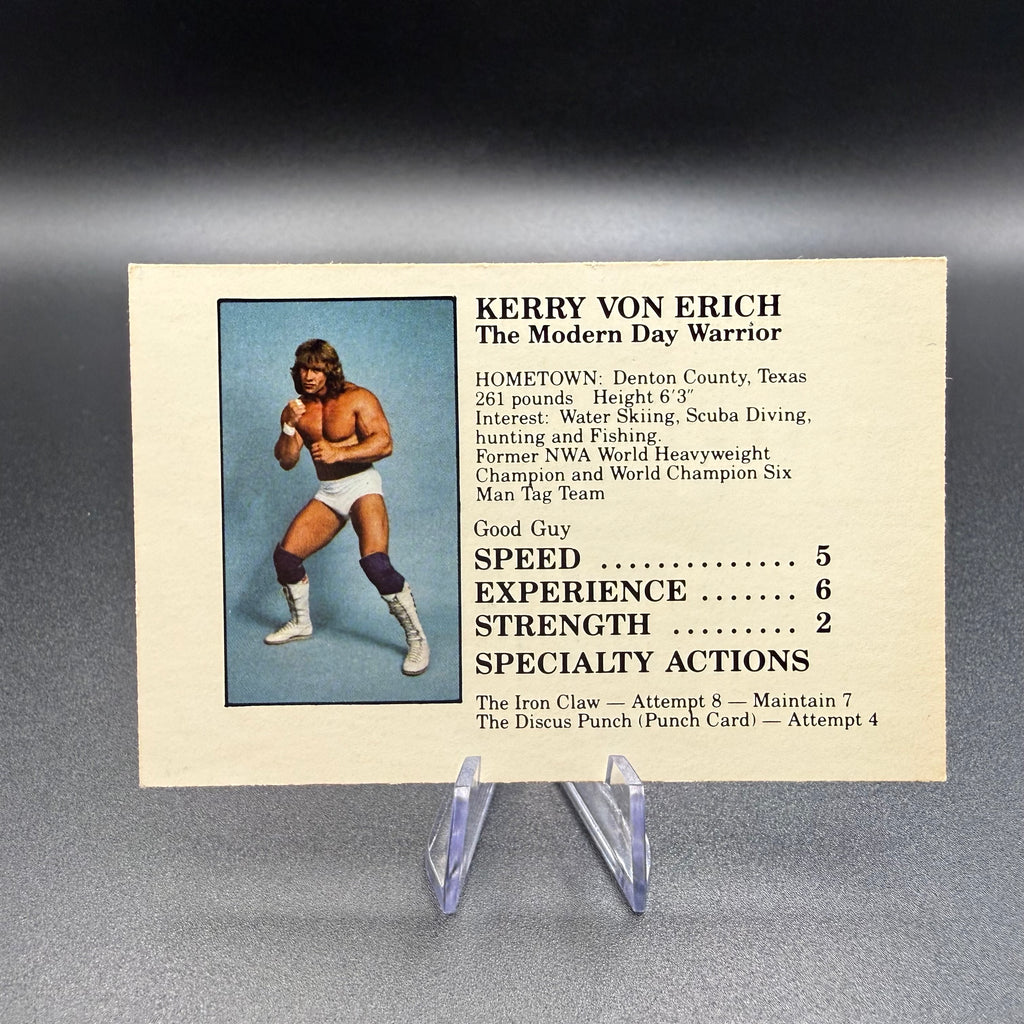 1985 Hemphill Von Erich Family WCCW Game Kerry Von Erich Wrestler Card Texas